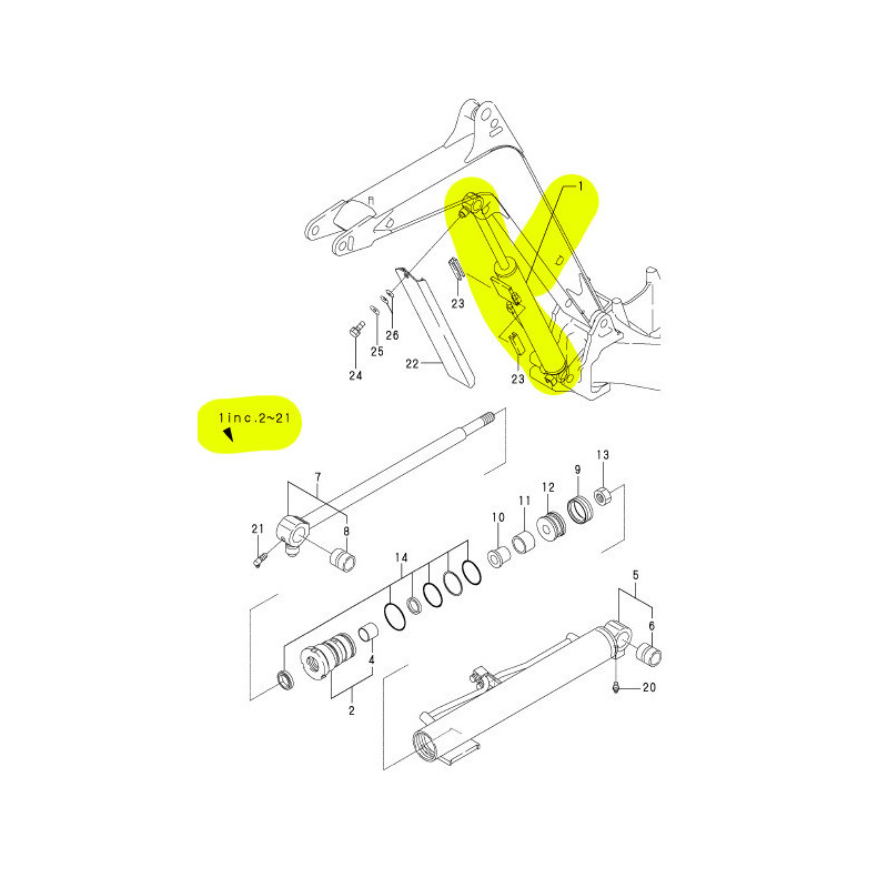 Yanmar SV081AS ab M17001 bis M19185, SV081A Auslegerzylinder